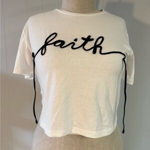 White T-Shirt with Black 'Faith' Design